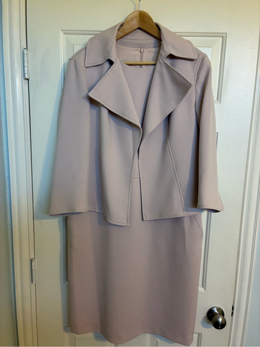 Anne Klein Pale Pink Textured Dress & Lined Jacket Set